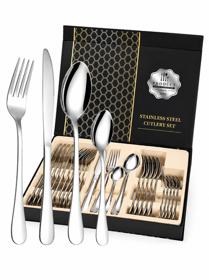 ✨🍽️ Set de Cubiertos x24 Pzs – Acero Inoxidable Espejo 🍴