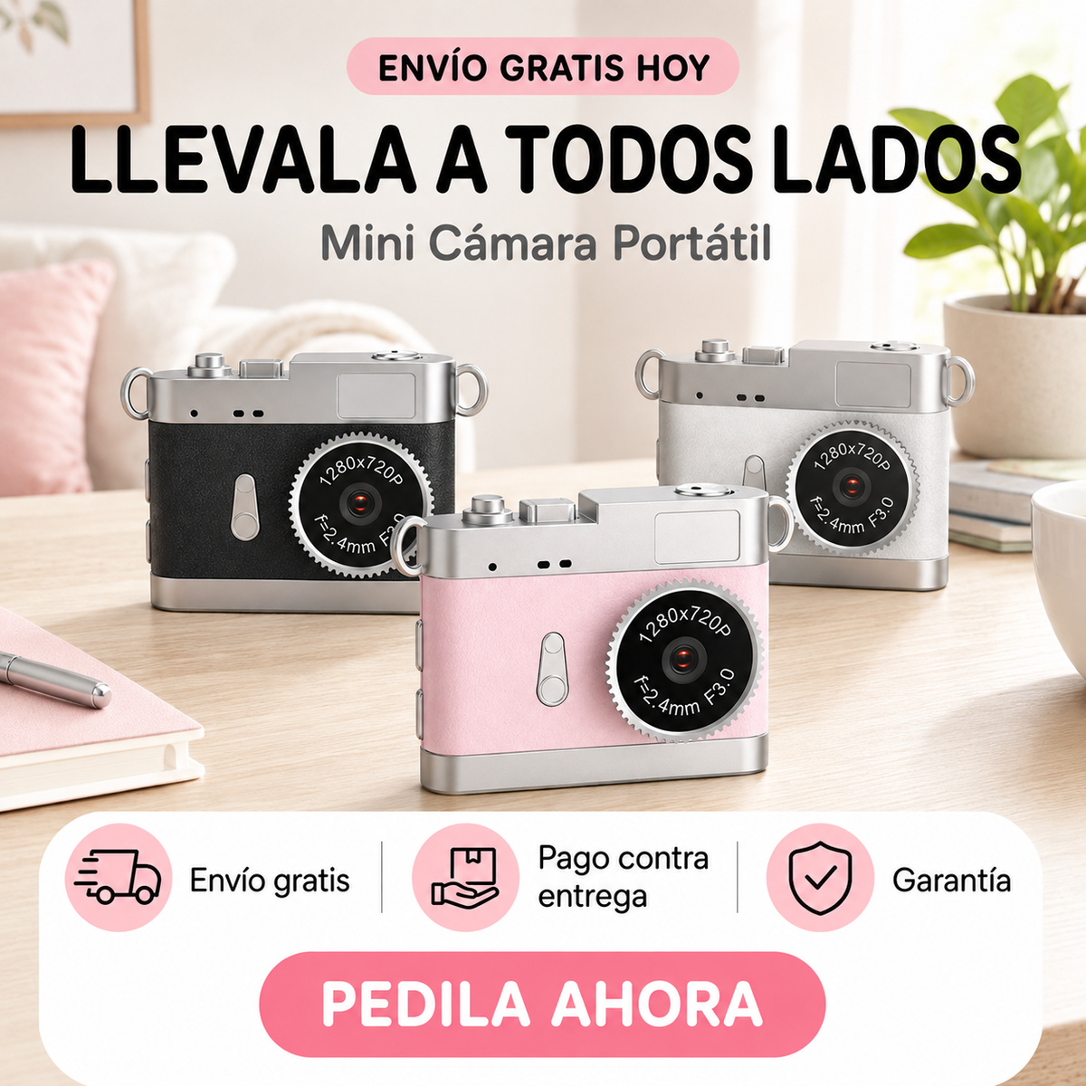 🔥 Mini Cámara Vlog HD ⌚ Pantalla Giratoria 180° Edición Compacta