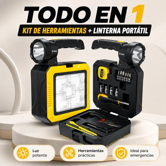 🔦☀️ Linterna Reflector Solar + Kit Herramientas 🛠️