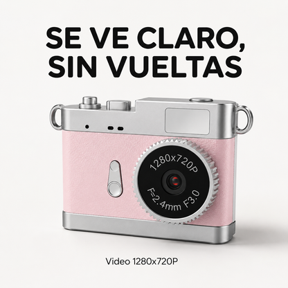 🔥 Mini Cámara Vlog HD ⌚ Pantalla Giratoria 180° Edición Compacta