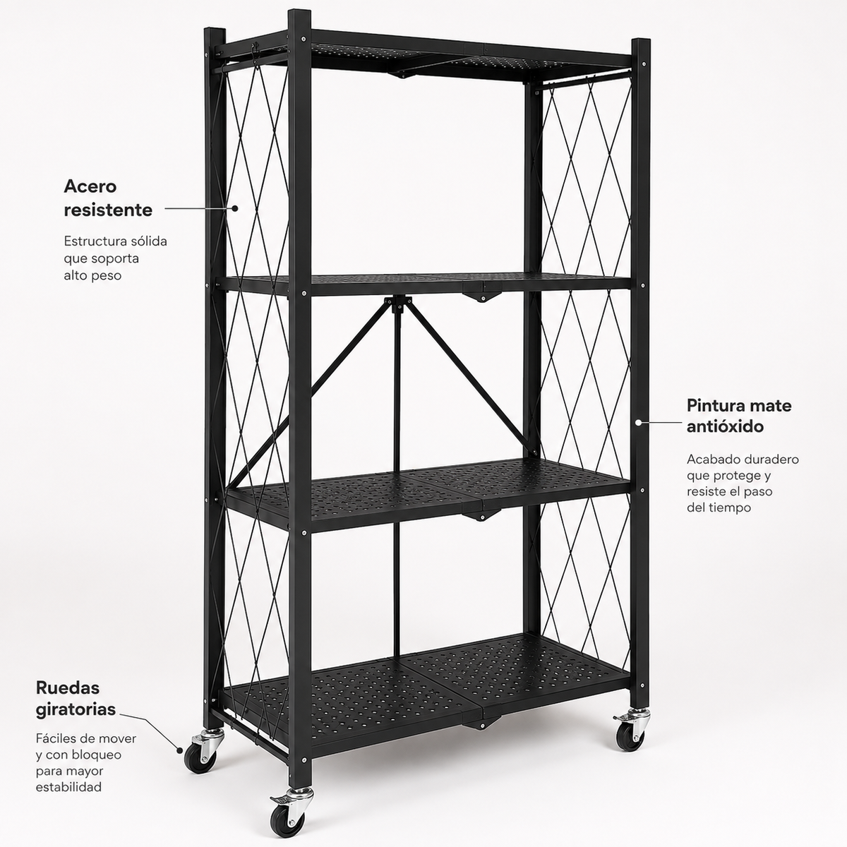 📦🏠 Organizador Metálico 4 Niveles con Ruedas