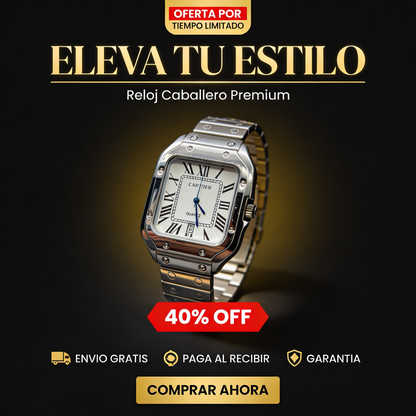 🔥 Reloj Hombre Cuadrado Plateado ⌚ Edición Clásica de Lujo
