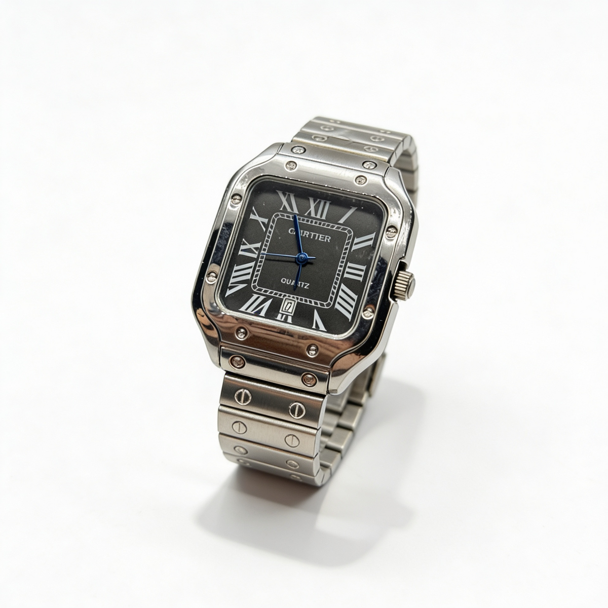 🔥 Reloj Hombre Cuadrado Plateado ⌚ Edición Clásica de Lujo
