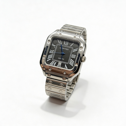 🔥 Reloj Hombre Cuadrado Plateado ⌚ Edición Clásica de Lujo